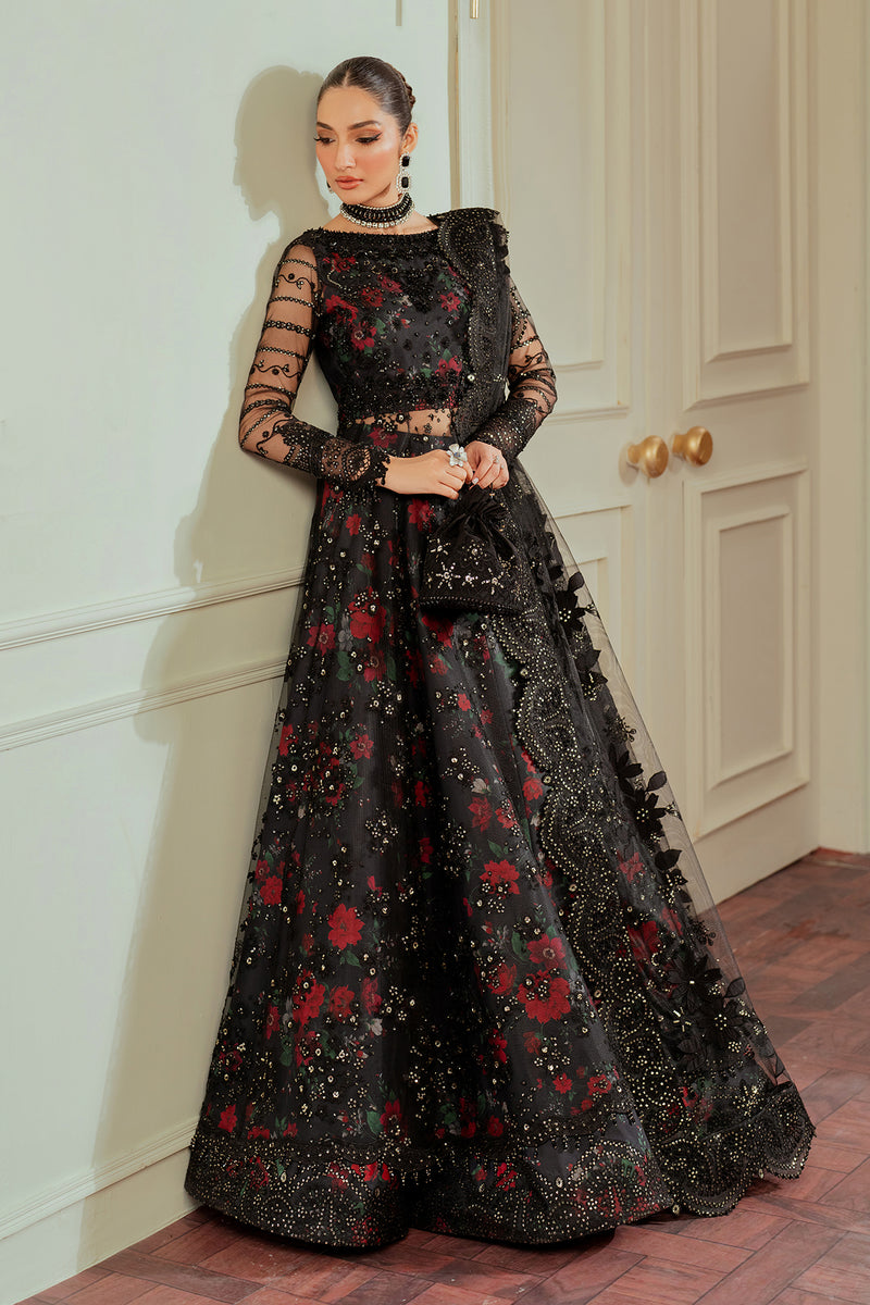 Ayeza Khan x Laiba Khan Black Floral Lehenga or Maxi with Dupatta | 40% OFF | Cash on Delivery