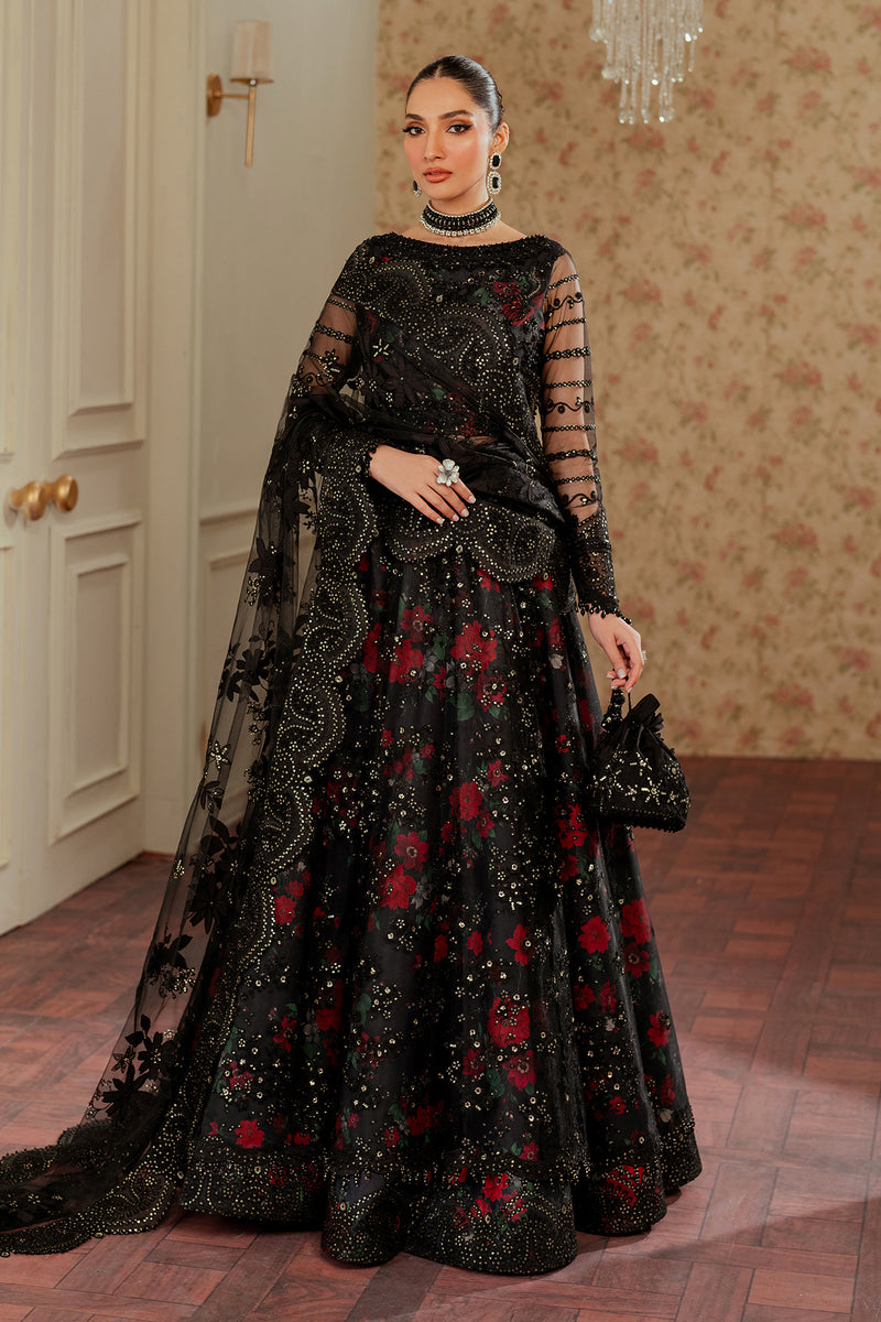 Ayeza Khan x Laiba Khan Black Floral Lehenga or Maxi with Dupatta | 40% OFF | Cash on Delivery