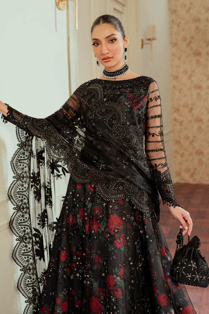 Ayeza Khan x Laiba Khan Black Floral Lehenga or Maxi with Dupatta | 40% OFF | Cash on Delivery