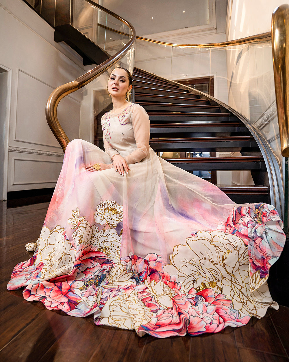 Hania Aamir - Floral Crop Top & Skirt Set | 45% OFF