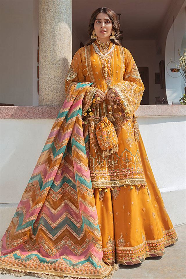ayeza khan orange dress Ayeza Khan