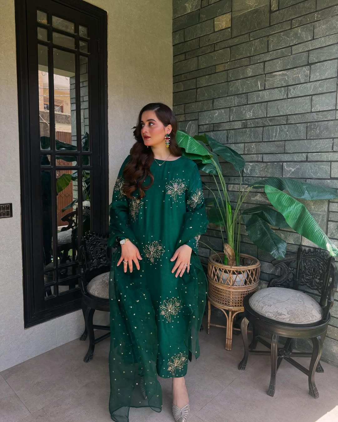 Aiman Khan - Zari Shirt, Trouser with Dupatta | 40% OFF | Reshmi Shirt | COD