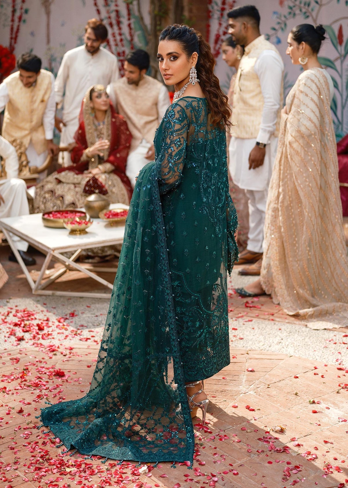 Iqra Aziz - Emerald Shirt, Trouser with Dupatta - COD | 40% OFF