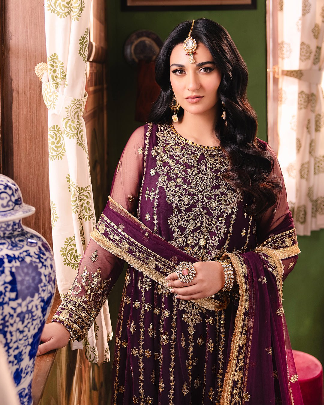 Sarah Khan - Luxe Kena Maxi,Trouser with Dupatta - COD | 40% OFF