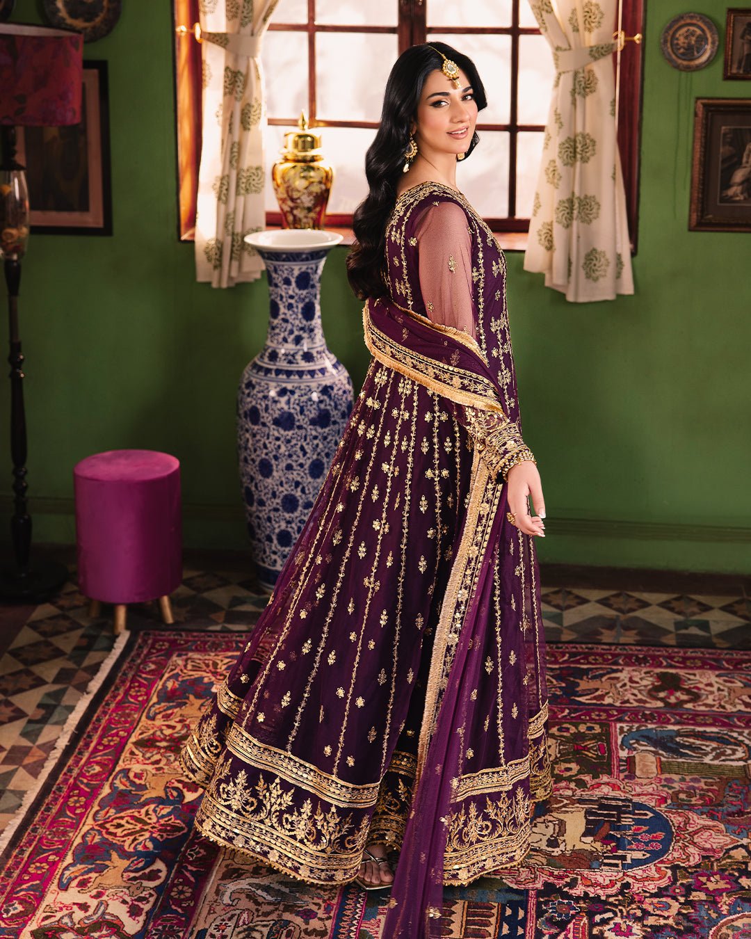 Sarah Khan - Luxe Kena Maxi,Trouser with Dupatta - COD | 40% OFF