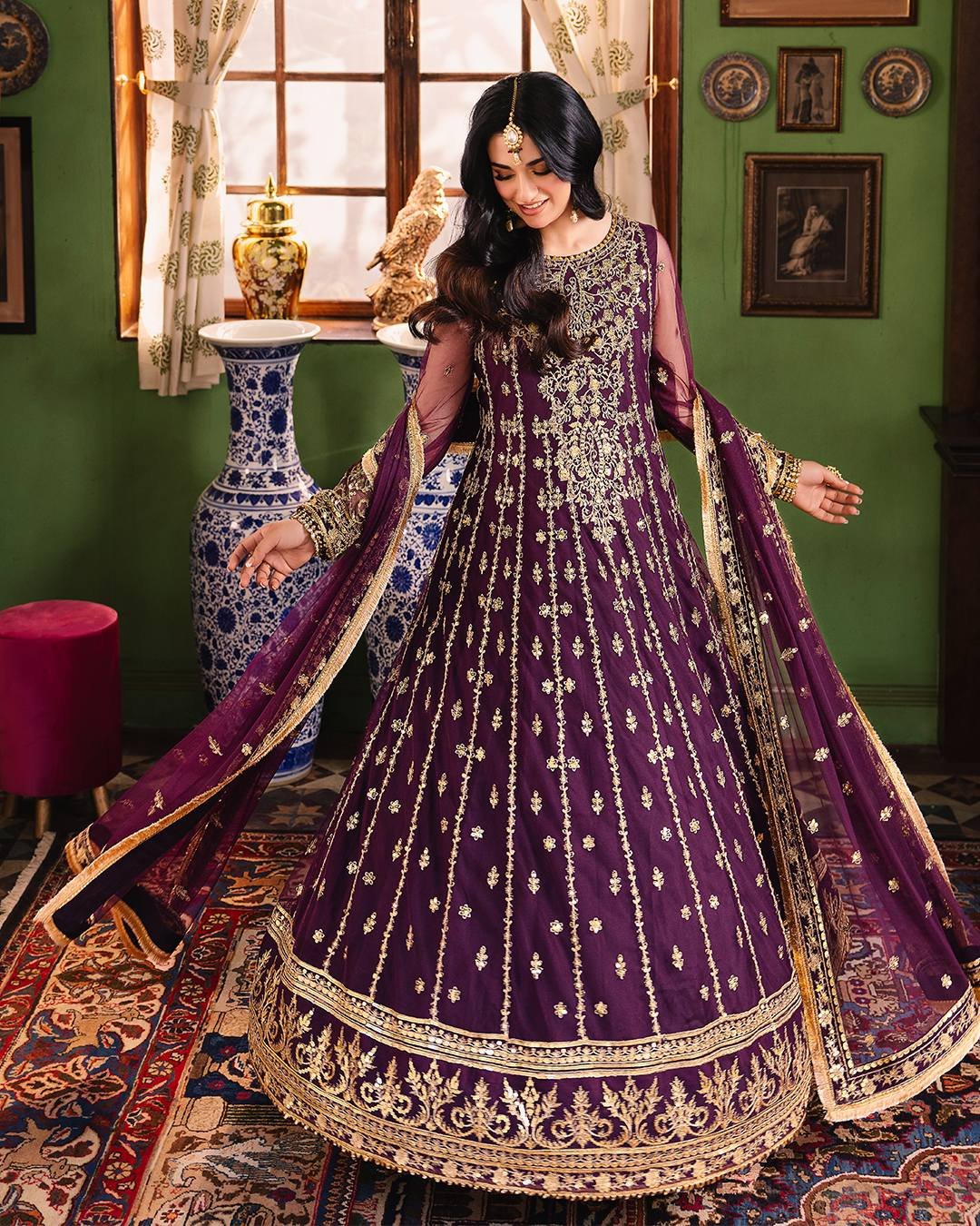 Sarah Khan - Luxe Kena Maxi,Trouser with Dupatta - COD | 40% OFF