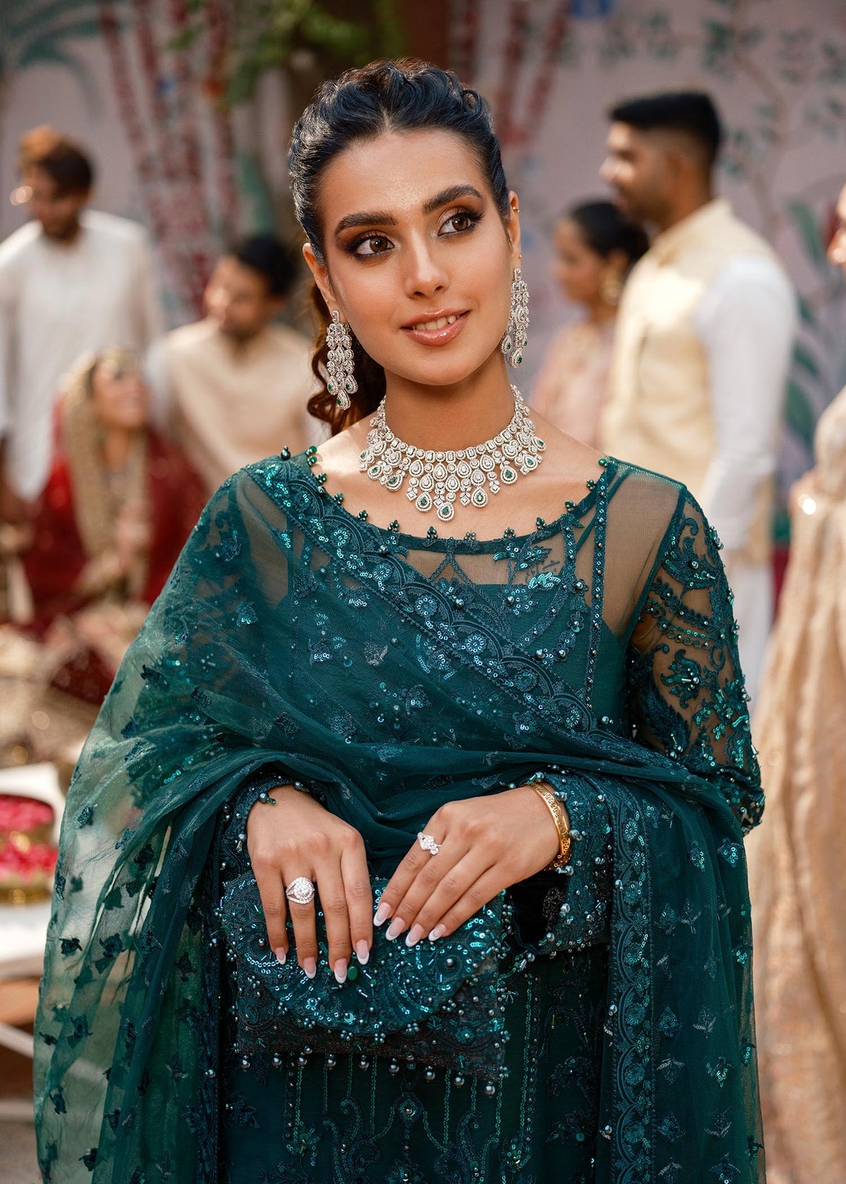 Iqra Aziz - Emerald Shirt, Trouser with Dupatta - COD | 40% OFF