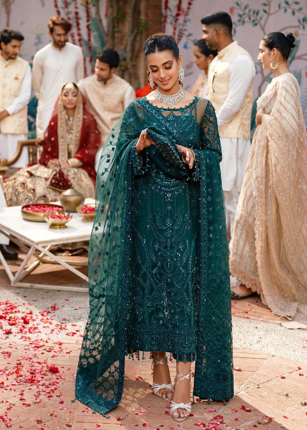 Iqra Aziz - Emerald Shirt, Trouser with Dupatta - COD | 40% OFF
