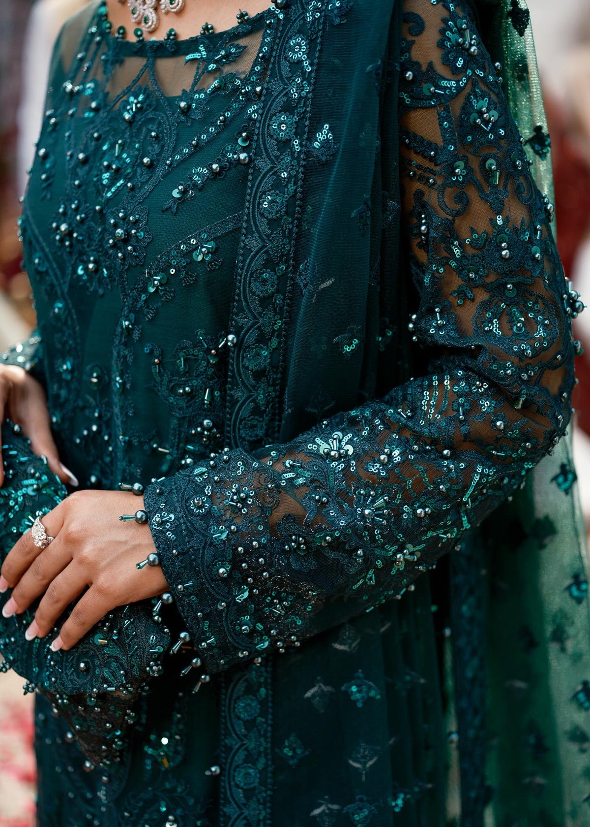 Iqra Aziz - Emerald Shirt, Trouser with Dupatta - COD | 40% OFF