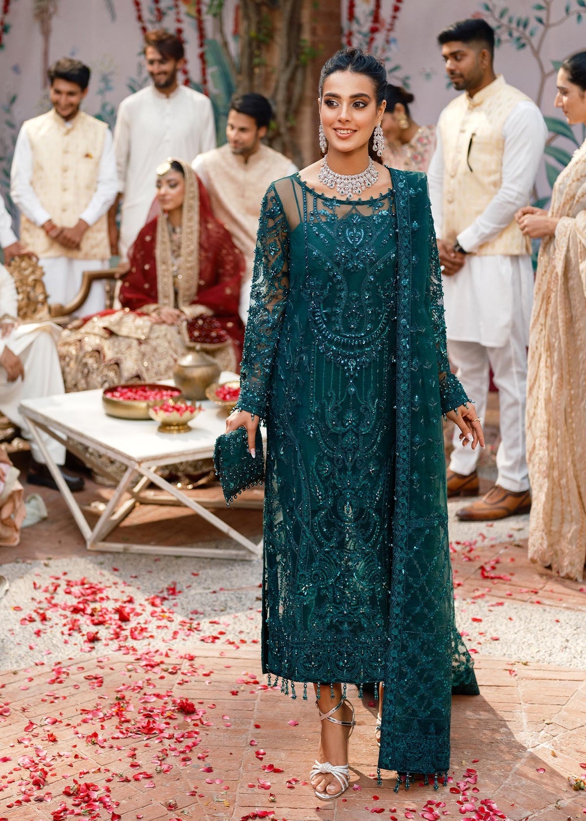 Iqra Aziz - Emerald Shirt, Trouser with Dupatta - COD | 40% OFF