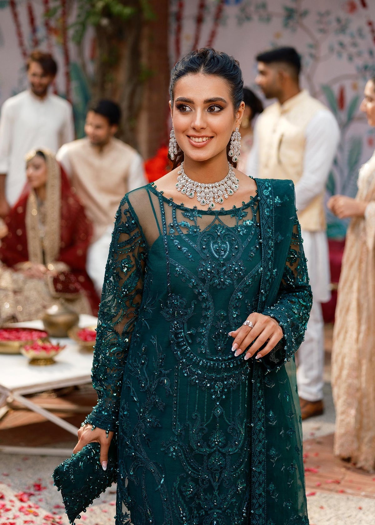Iqra Aziz - Emerald Shirt, Trouser with Dupatta - COD | 40% OFF