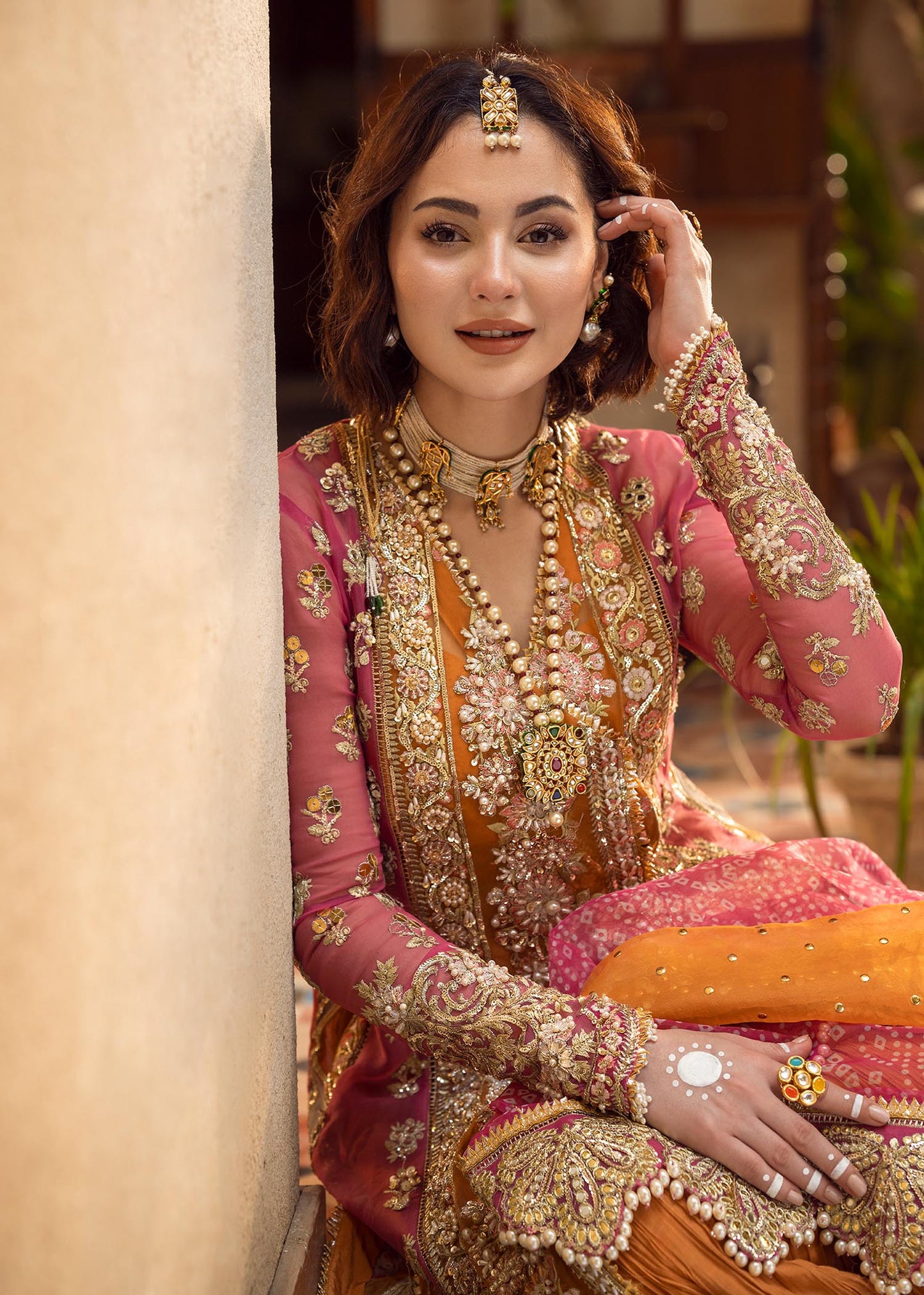 Hania Aamir - Mehndi Galore Long Shirt, Trouser and Dupatta set | 40% OFF