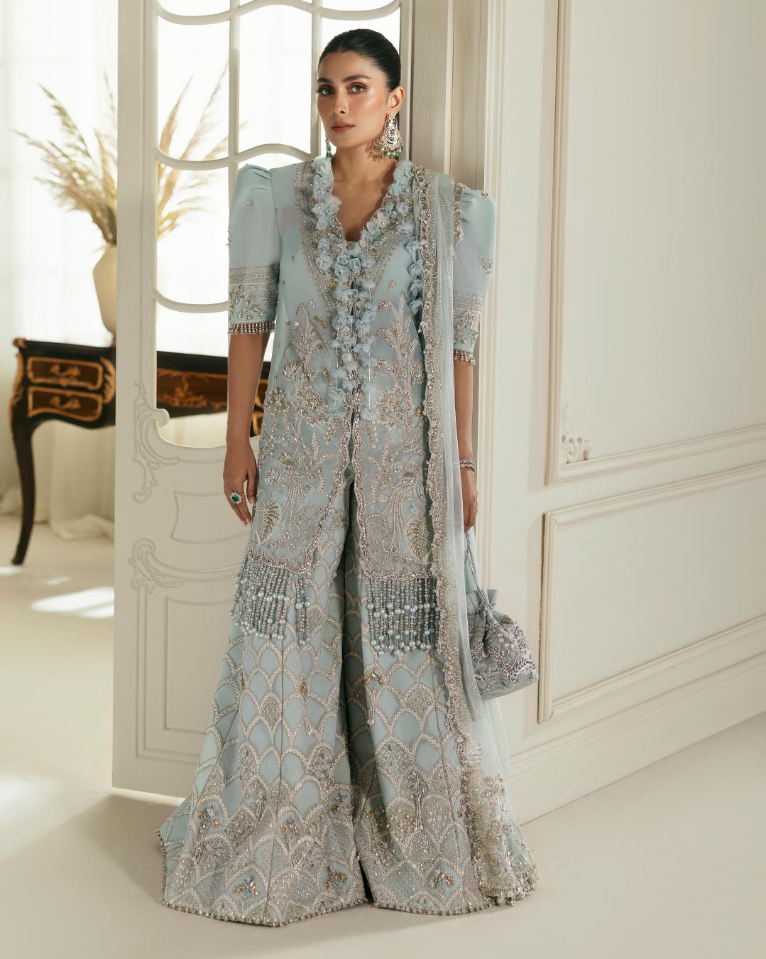Ayeza Khan - 'Ciel de Rve' Shirt, Flapper and Dupatta Outfit | 50% OF NeeL Ayeza Khan - 'Ciel de Rve' Shirt, Flapper and Dupatta Outfit | 50% OF NeeL
