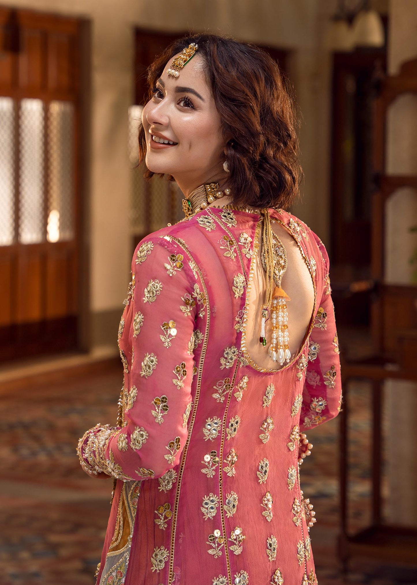 Hania Aamir - Mehndi Galore Long Shirt, Trouser and Dupatta set | 40% OFF