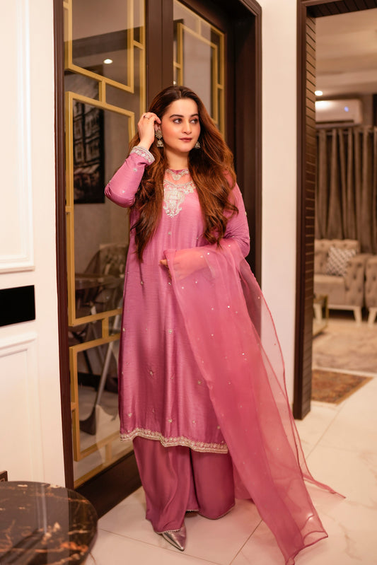 Aiman Khan - Ayla Shirt, Trouser with Dupatta - COD | 40% OFF