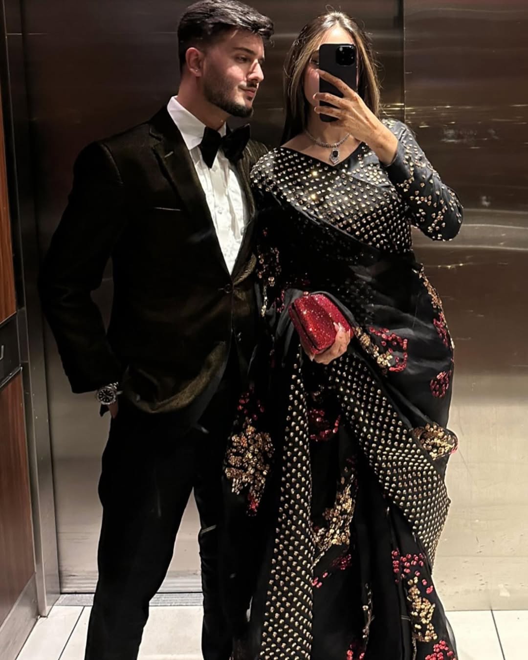 Ayesha Shahveer - Black Embellished Oraganza Saree | COD | 50% OFF