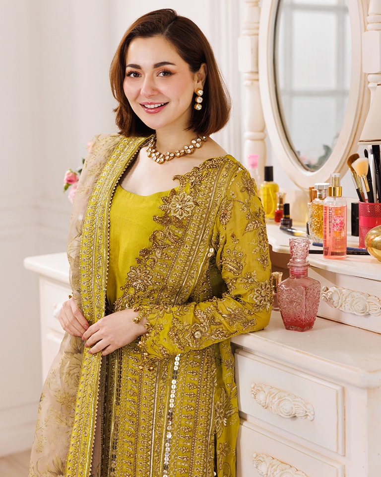 Hania Aamir - Yellow Shirt, Trouser with Dupatta | 50% OFF