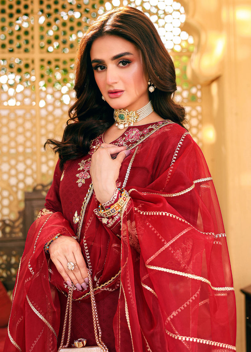 Hira Mani Rose Red Shirt, Gharara and Dupatta Set | 42% OFF | Mother & Daughter Duo | COD