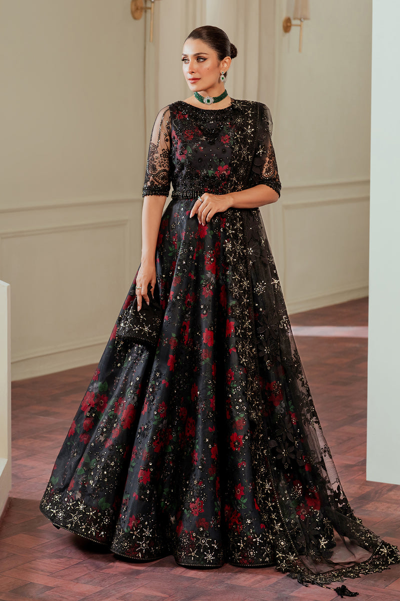 Ayeza Khan x Laiba Khan Black Floral Lehenga or Maxi with Dupatta | 40% OFF | Cash on Delivery