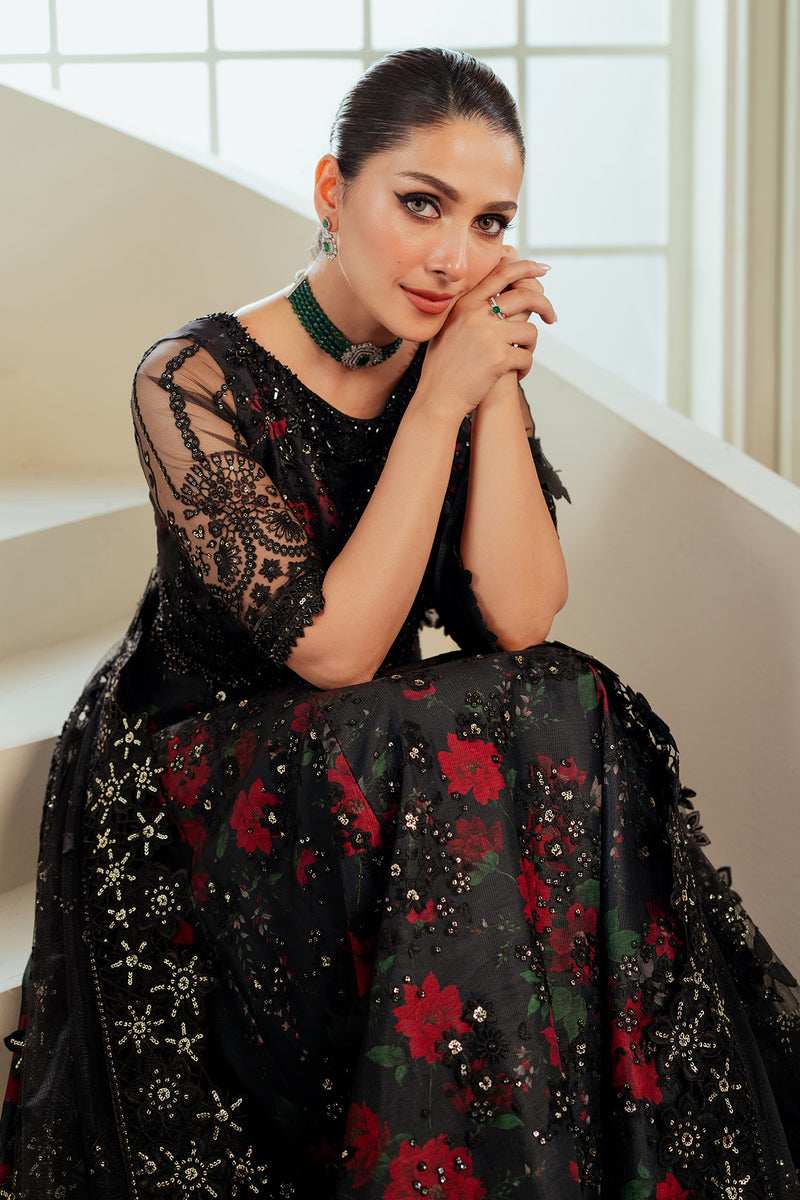 Ayeza Khan x Laiba Khan Black Floral Lehenga or Maxi with Dupatta | 40% OFF | Cash on Delivery