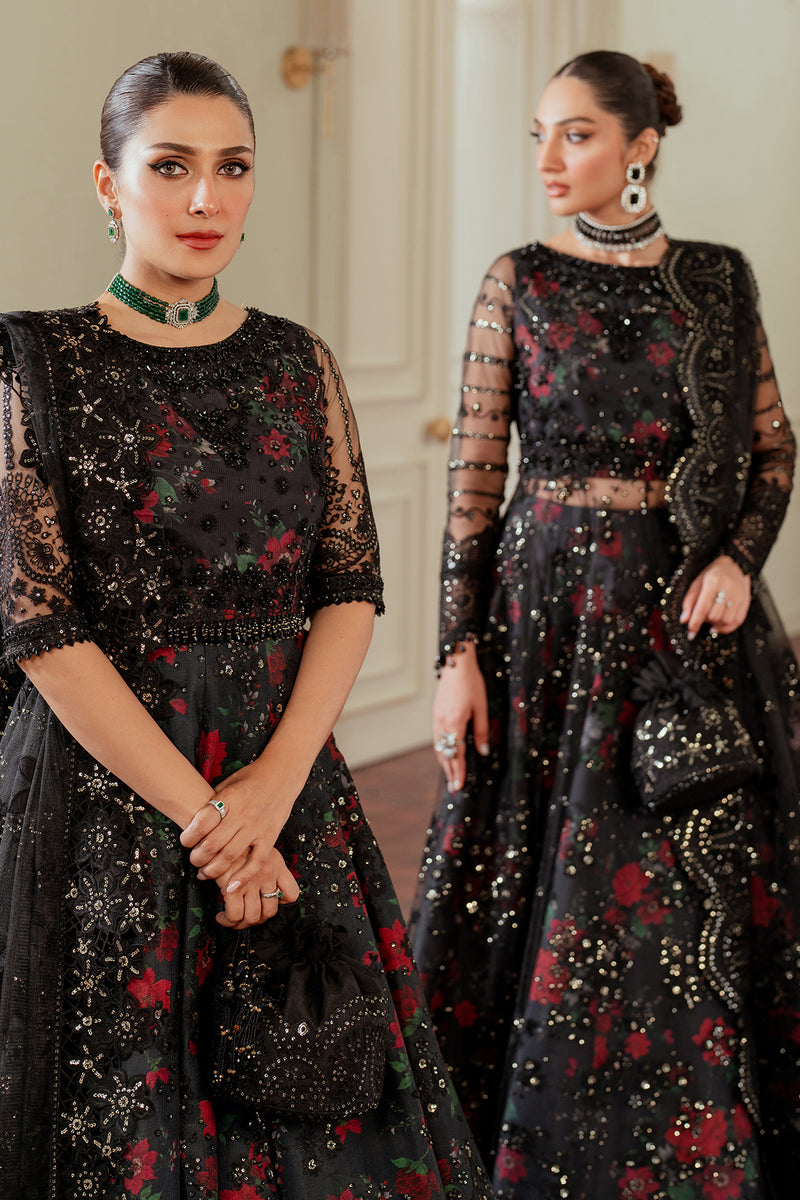 Ayeza Khan x Laiba Khan Black Floral Lehenga or Maxi with Dupatta | 40% OFF | Cash on Delivery