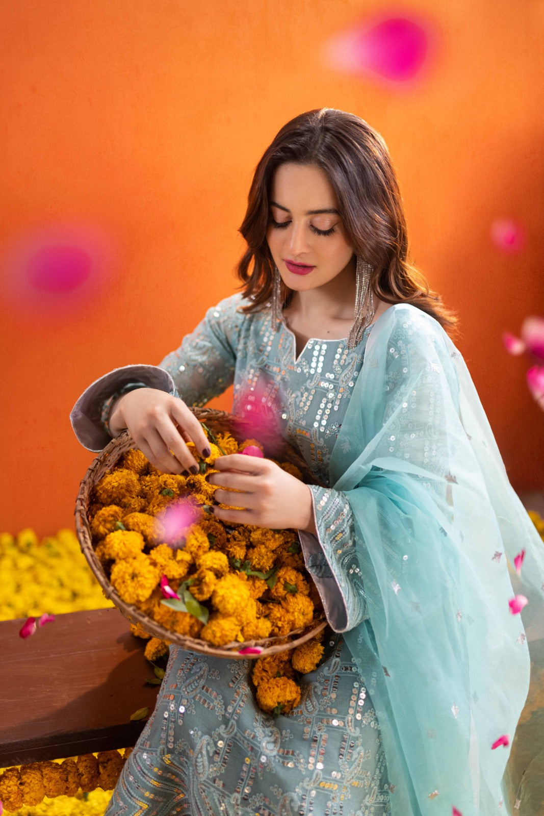 Aiman Khan - Aina Shirt, Trouser with Dupatta - COD | 50% OFF