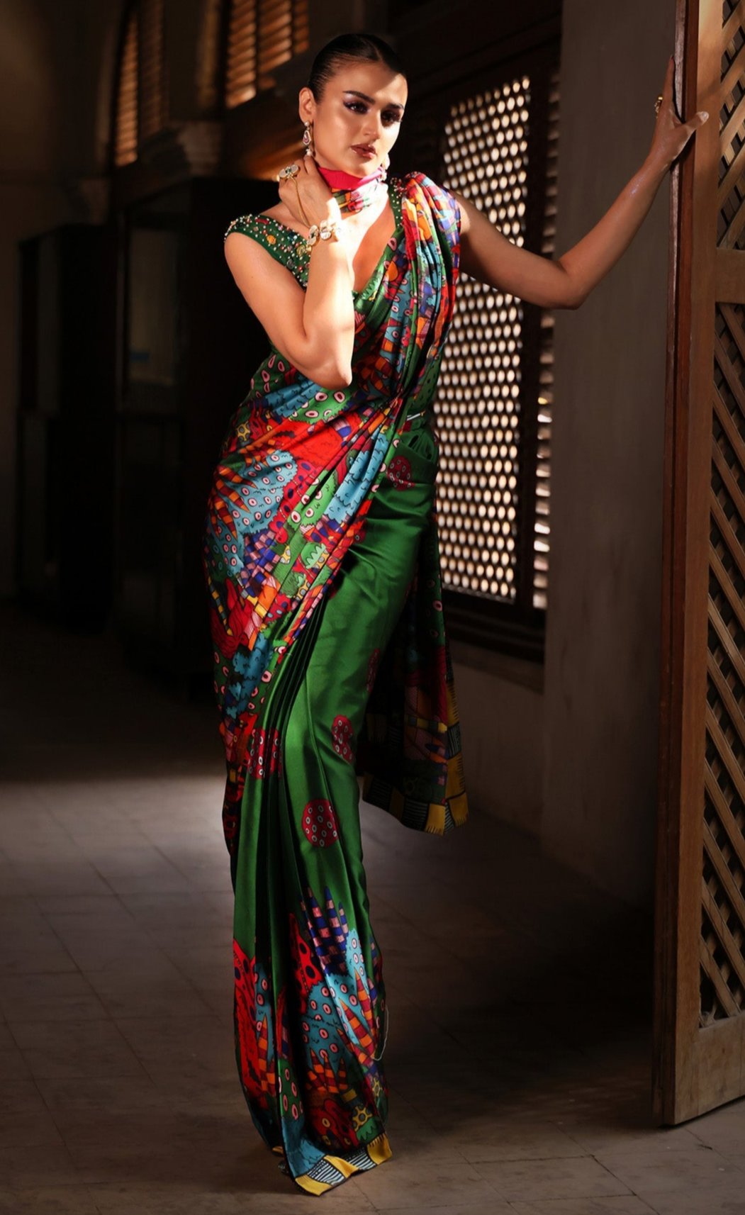 Hira Mani Green Sari | 50% OFF