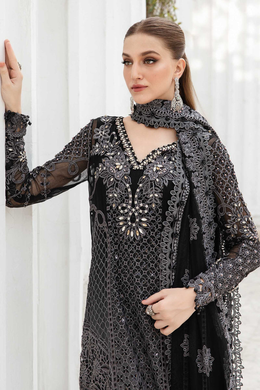 Alishba Abbasi - Embroidered Shirt, Trouser with Dupatta - COD | 50% OFF