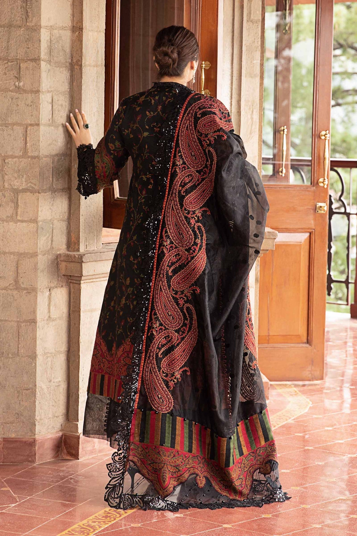 Durefishan Saleem - Zeve Black Shirt, Trouser and Dupatta Outfit | 40% OFF