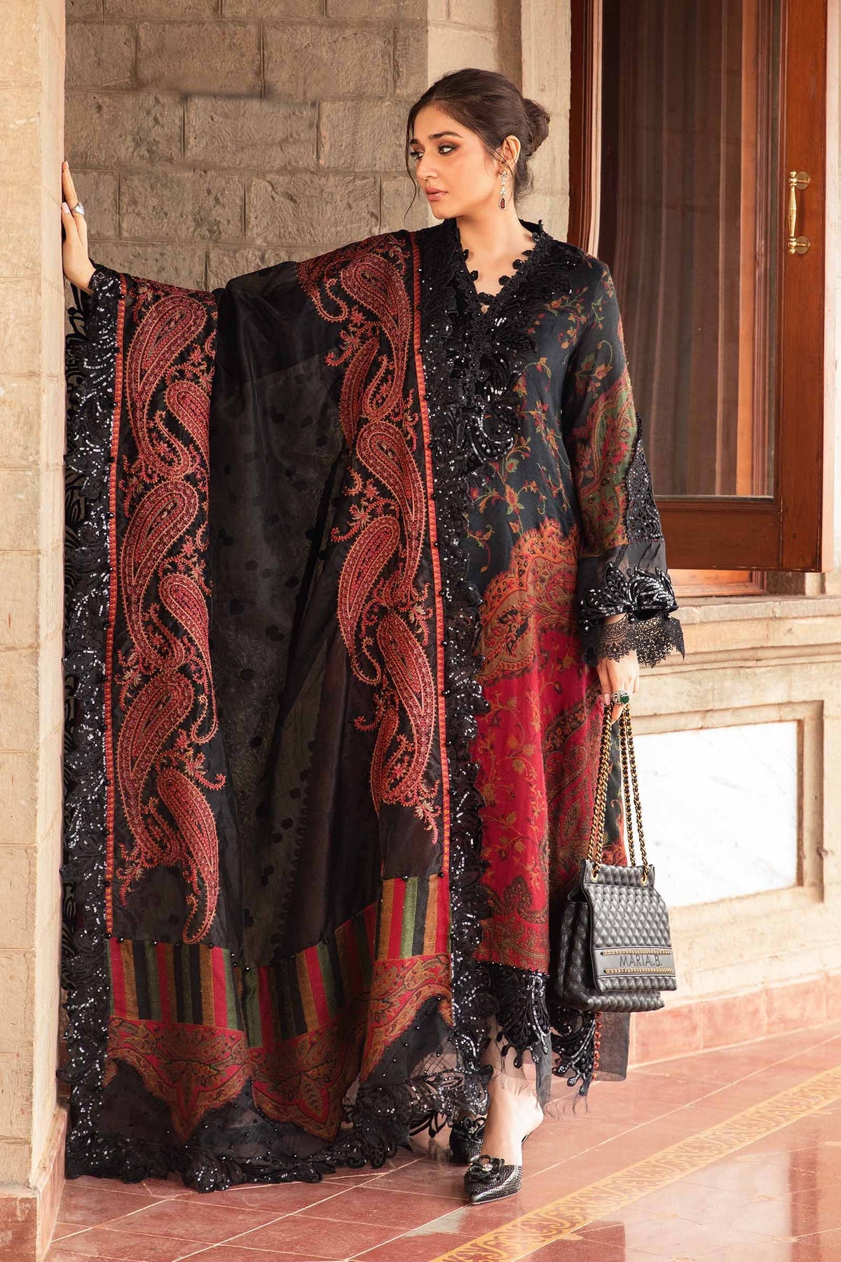 Durefishan Saleem - Zeve Black Shirt, Trouser and Dupatta Outfit | 40% OFF