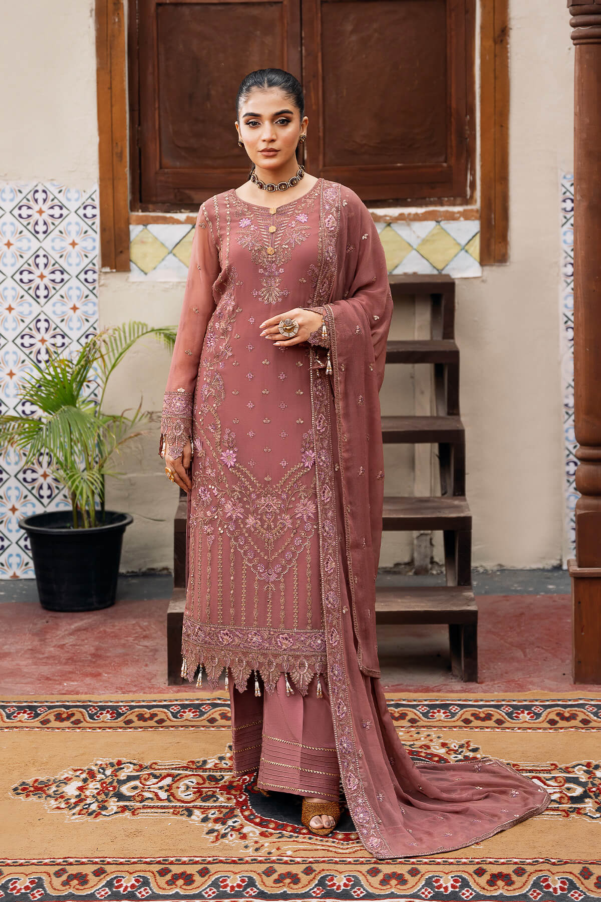 Laiba Khan - Parnoor Long Shirt, Trouser and Dupatta | 50% OFF