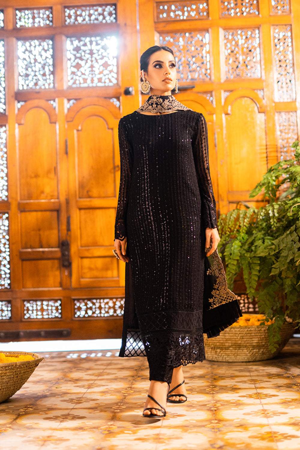 Iqra Aziz - Onyx Dove Shirt, Trouser and Dupatta set | 40% OFF