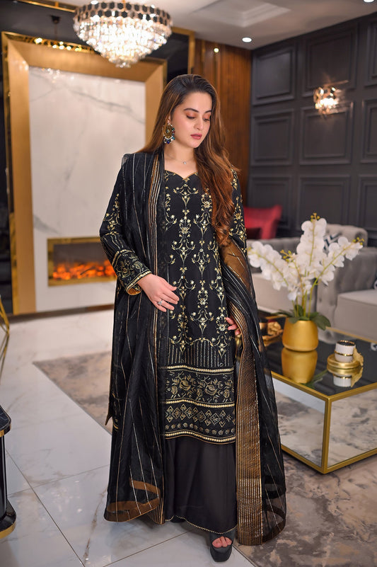 Aiman Khan - Rosset Shirt, Trouser with Dupatta - COD | 40% OFF