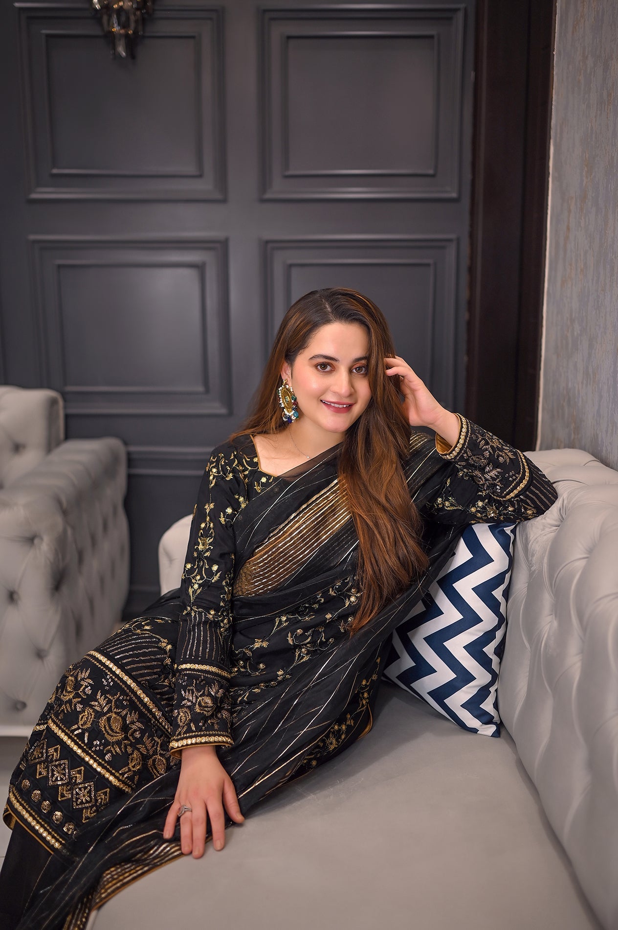 Aiman Khan - Rosset Shirt, Trouser with Dupatta - COD | 40% OFF