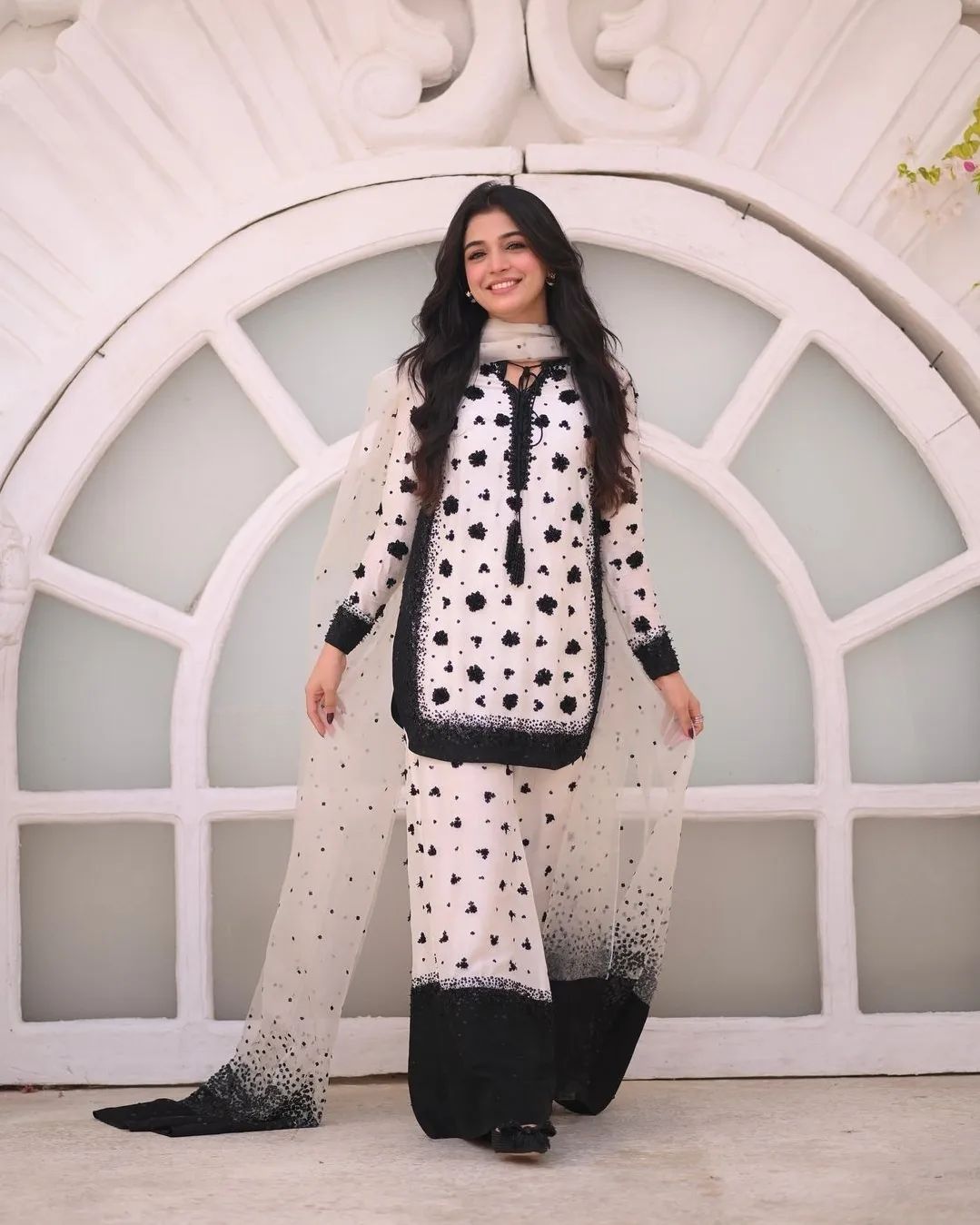 Laiba Khan - Floral Bunches Rawsilk Shirt, Trouser and Dupatta Set | 70% OFF