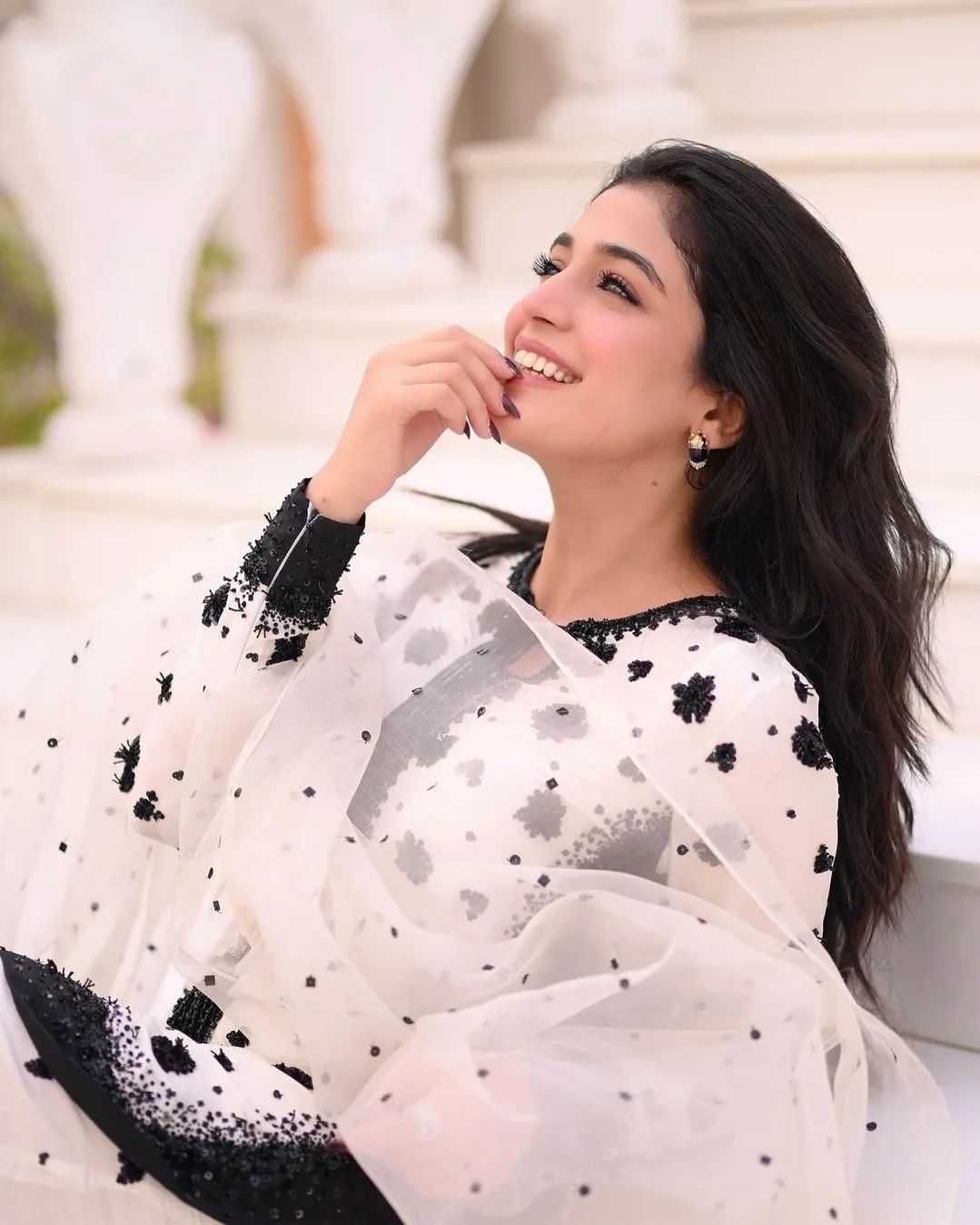Laiba Khan - Floral Bunches Rawsilk Shirt, Trouser and Dupatta Set | 70% OFF