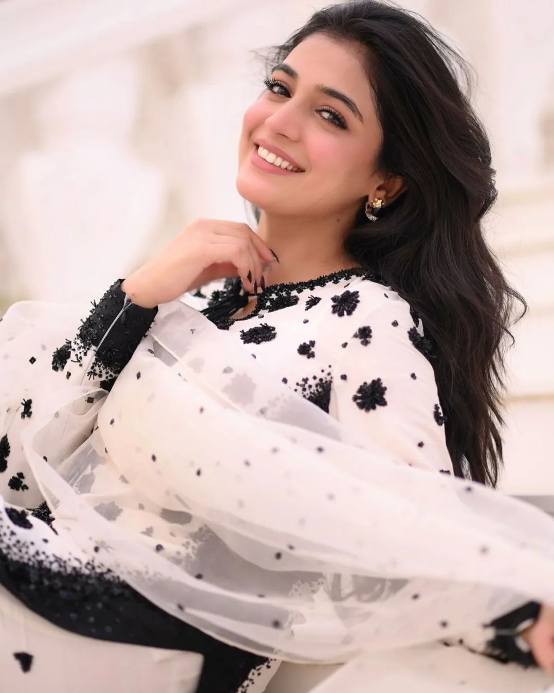Laiba Khan - Floral Bunches Rawsilk Shirt, Trouser and Dupatta Set | 70% OFF
