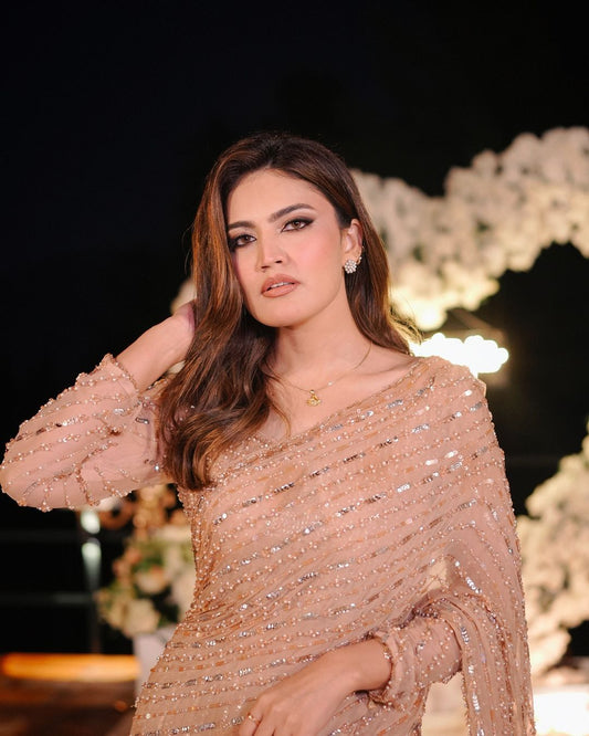 Iqra Kanwal x Aroob Jatoi Chandni Sari | 60% OFF | Cash On Delivery