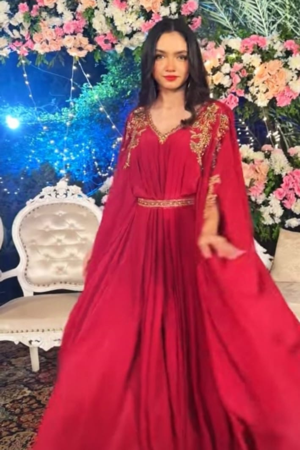 Aina Asif Red Silk Kaftan | COD | Reshmi Shirt | 50% OFF