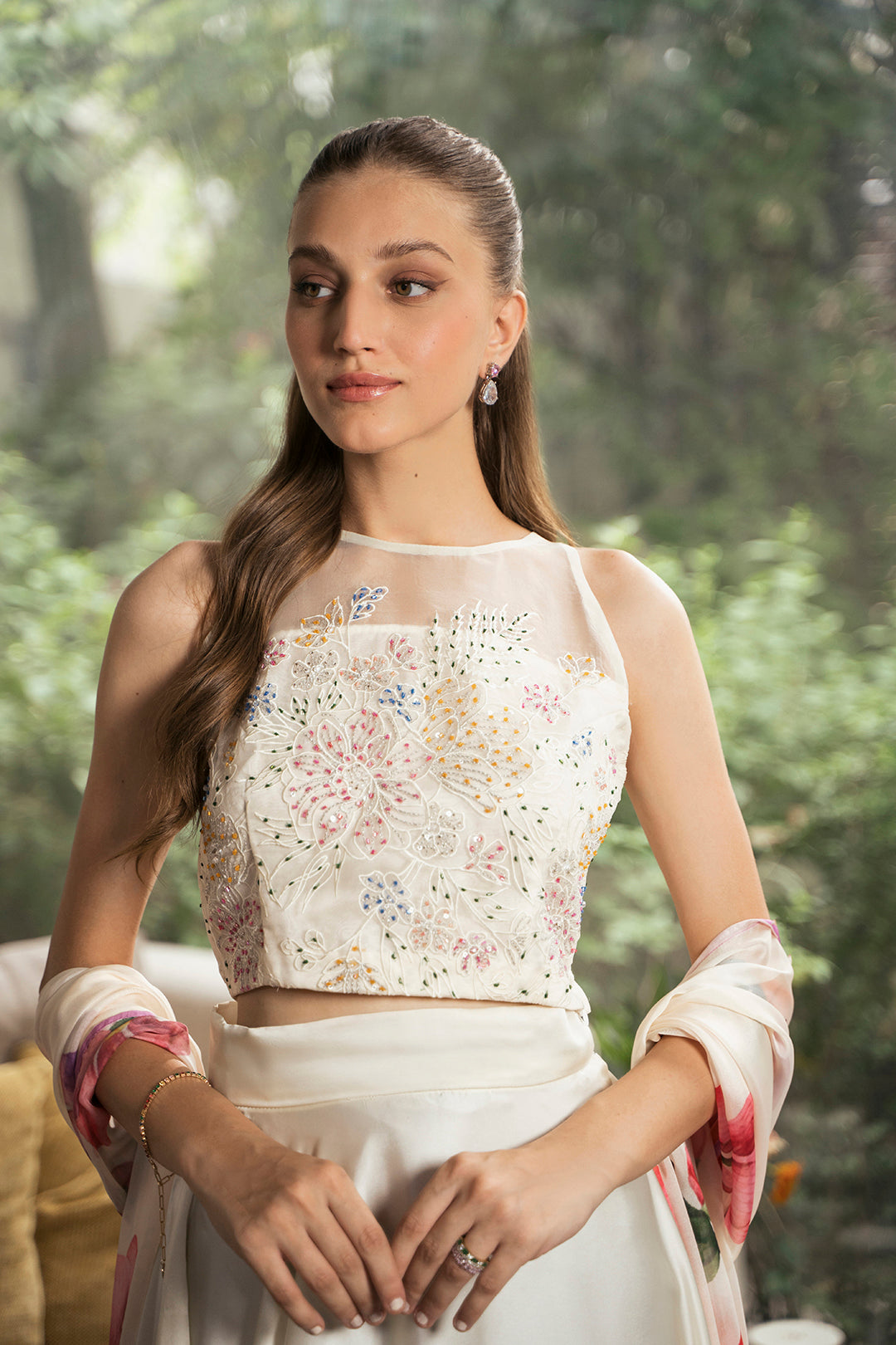 Alaris Crop Top, Skirt & Dupatta Set | 50% OFF
