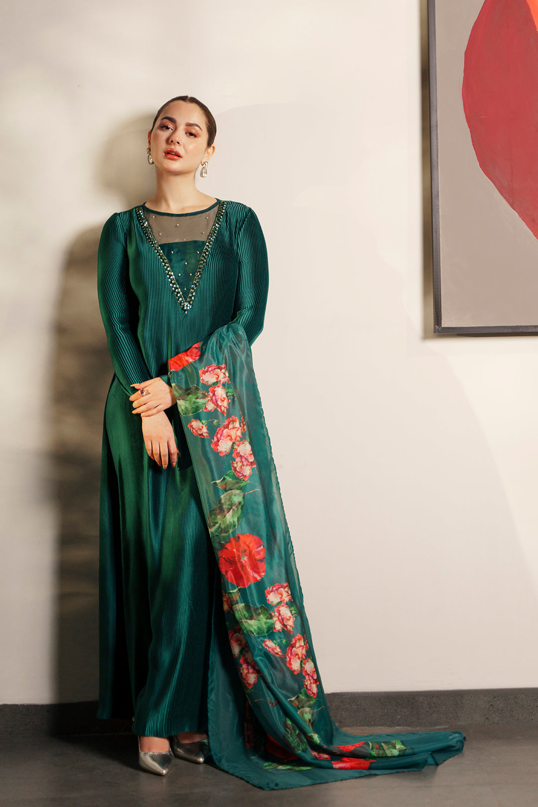 Hania Aamir - Maser Long Shirt and Dupatta | 40% OFF
