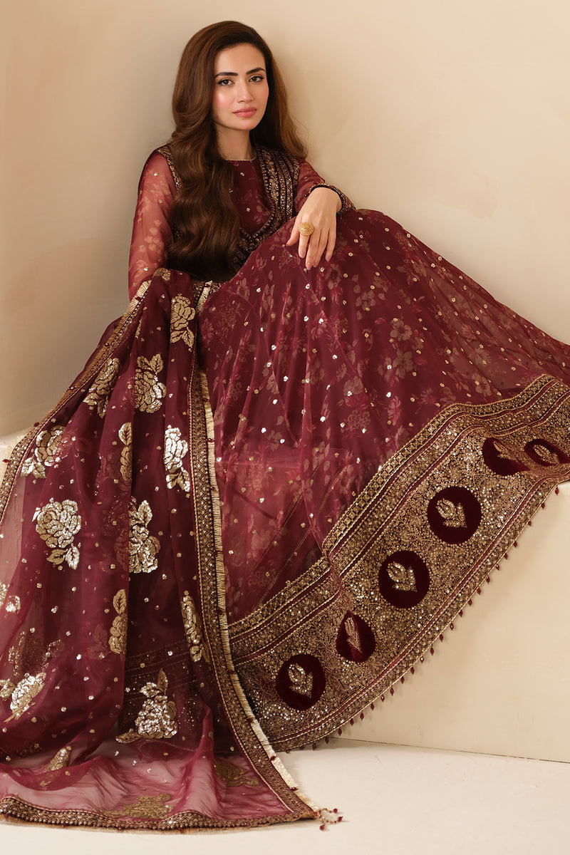 Sana Javed Embroidered Maxi and Dupatta set | 50% OFF