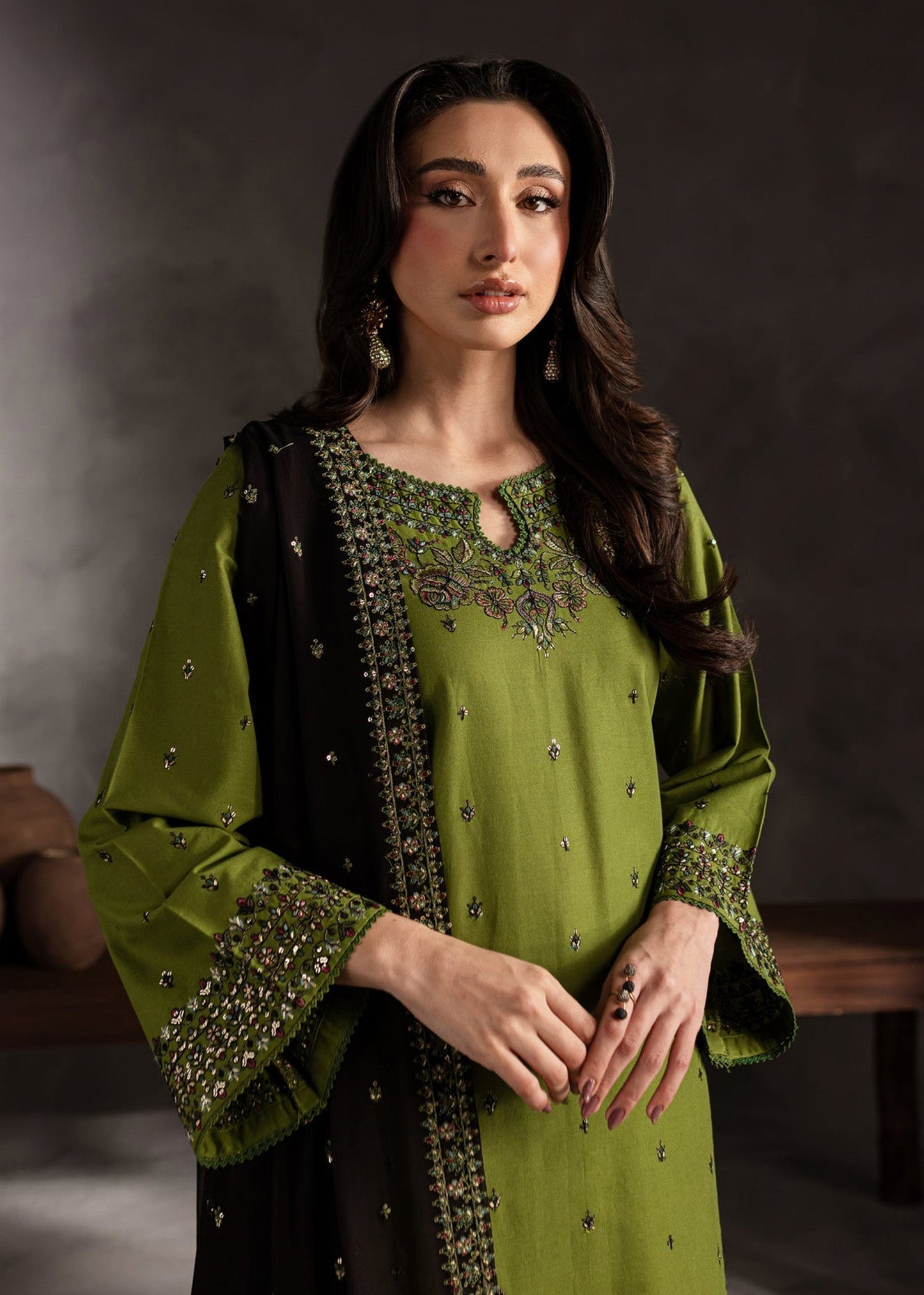 Wajeha Khan - Siwa Shirt, Trouser with Dupatta - COD | 50% OFF
