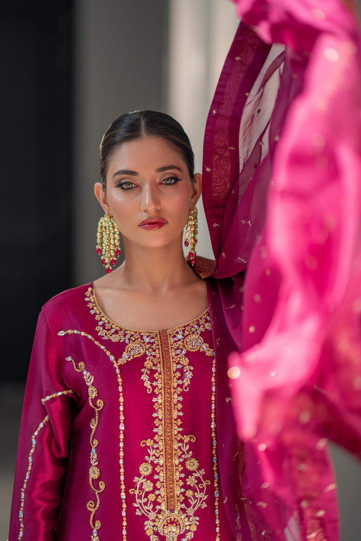 Aina Asif - Azalea Shirt, Trouser and Dupatta set | Reshmi Shirt | 65% OFF