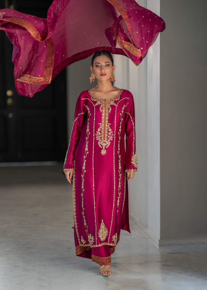 Aina Asif - Azalea Shirt, Trouser and Dupatta set | Reshmi Shirt | 65% OFF