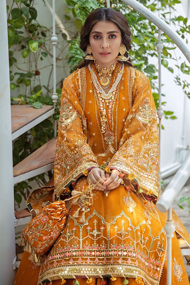 Ayeza Khan - Henna Shirt Gharara with Dupatta - COD | 50% OFF