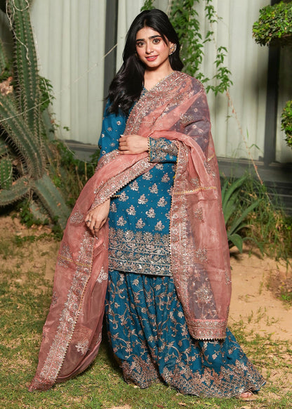Areeqa Haq - Rine Shirt, Gharara and Dupatta - COD | 50% OFF