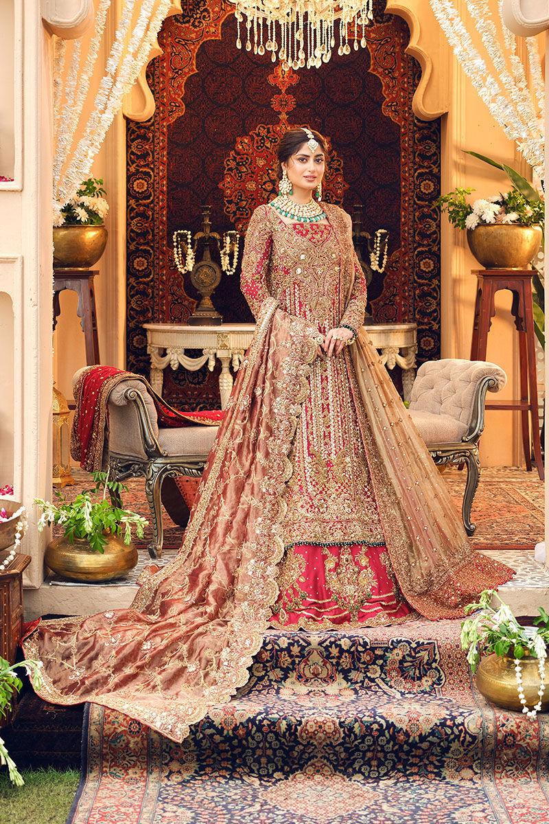 Sajal Ali Classical Red Bridal Dress | 70% OFF