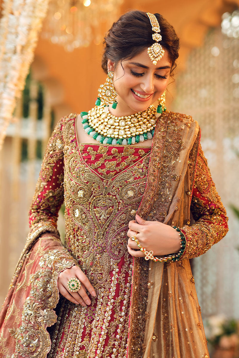 Sajal Ali Classical Red Bridal Dress | 70% OFF