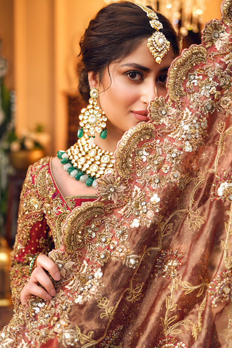 Sajal Ali Classical Red Bridal Dress | 70% OFF